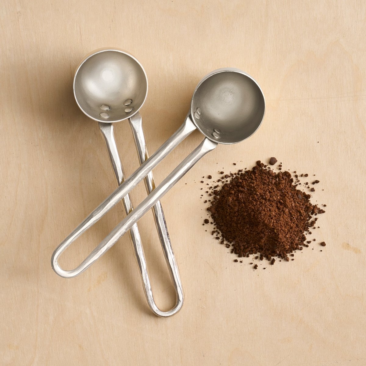 The Collective Forge Pewter Coffee Scoops, Set of 2 | Hand - Forged Stainless Steel with Brass Finish