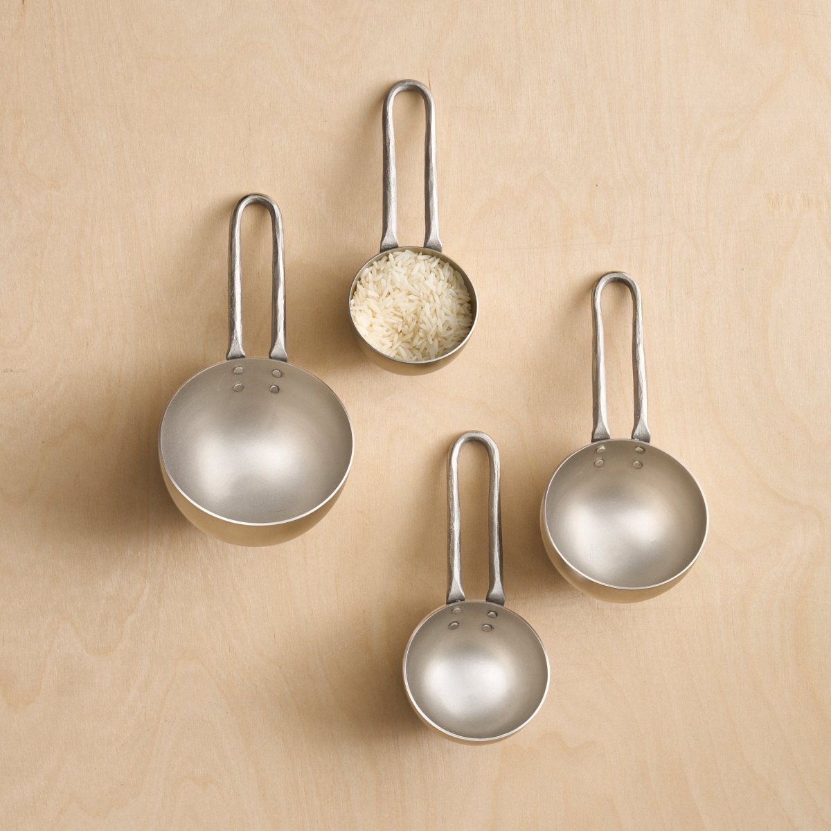 The Collective Forge Pewter Measuring Scoops - Set of 4 | Hand - Forged Stainless Steel Measuring Cups
