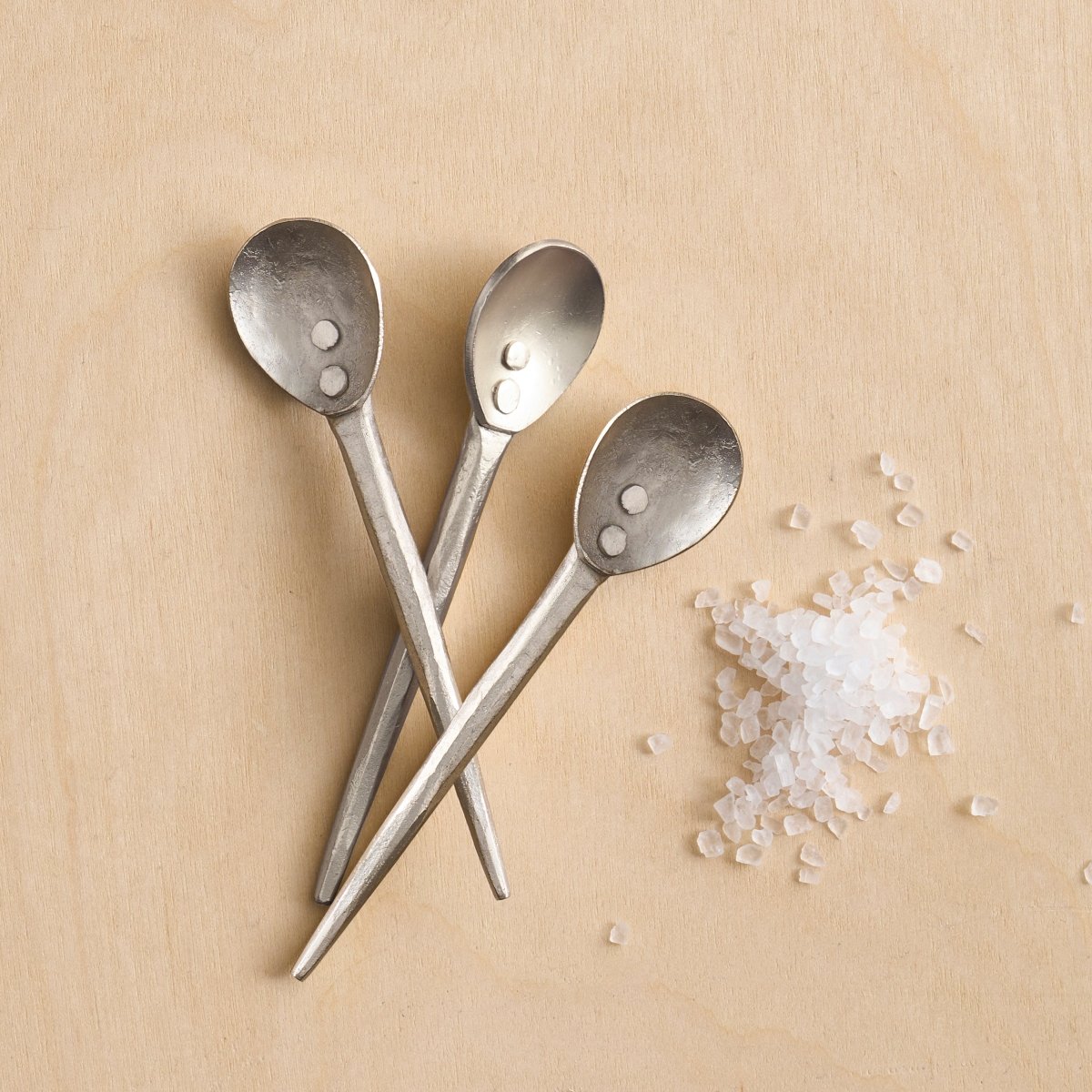 The Collective Forge Pewter Mini Spoons – Set of 3 | Hand - Forged Stainless Steel Serving Spoons
