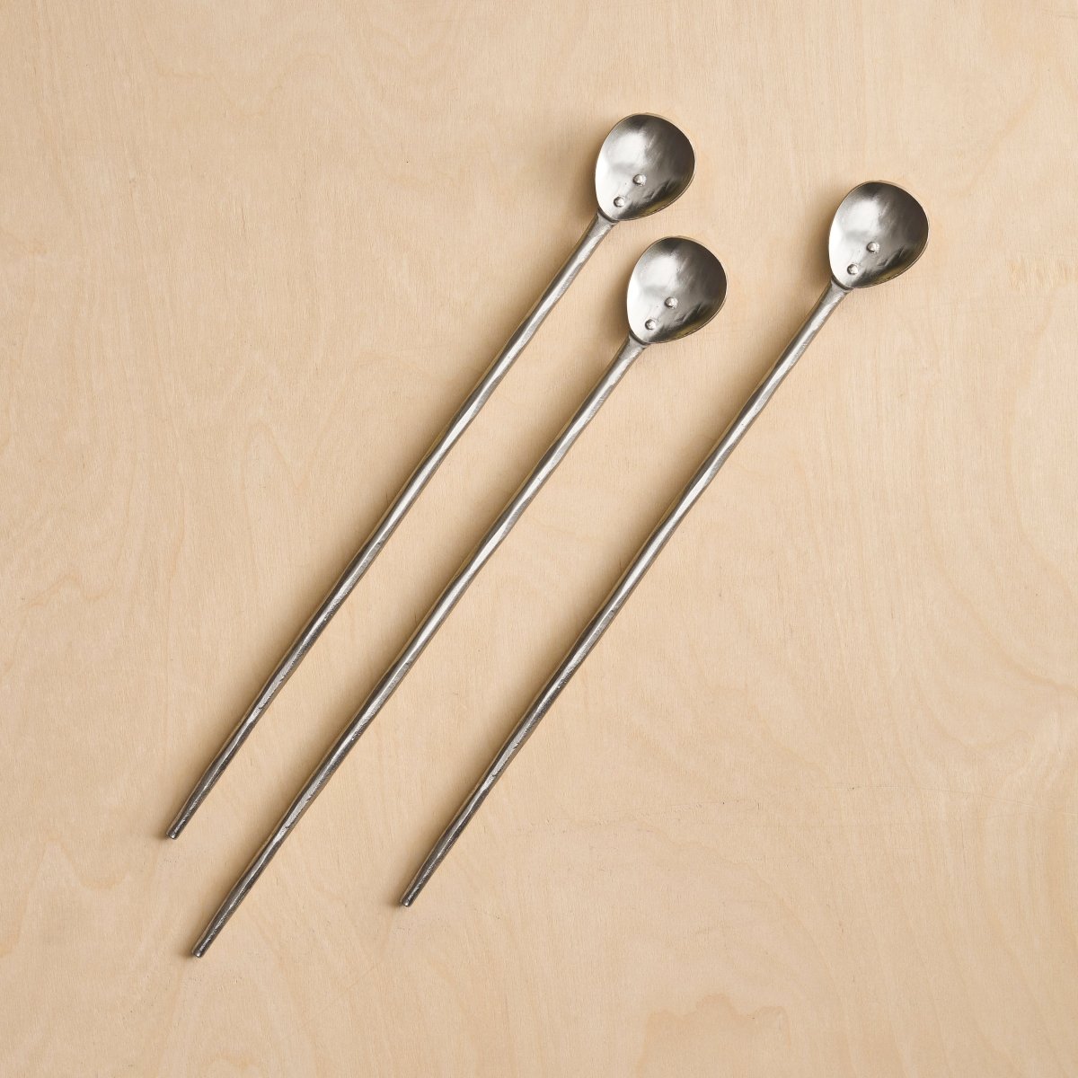 The Collective Forge Pewter Tasting Spoons - Set of 3 | Hand - Forged Stainless Steel Tasting Spoons