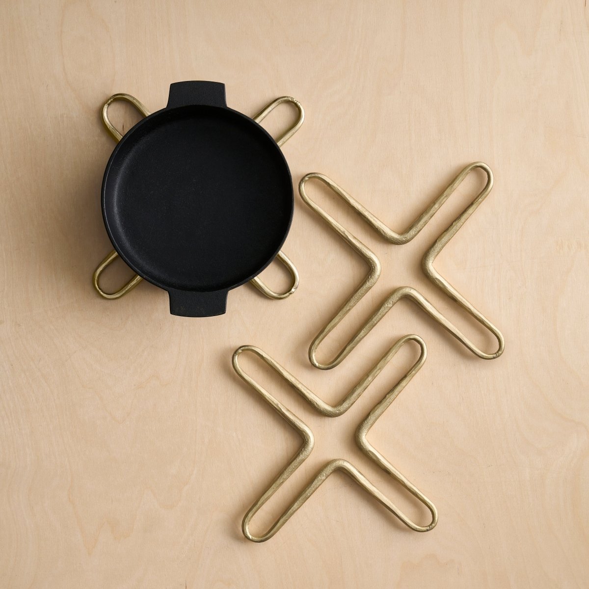The Collective Forge Steel X Trivets - Set of 2 | Brass Finish