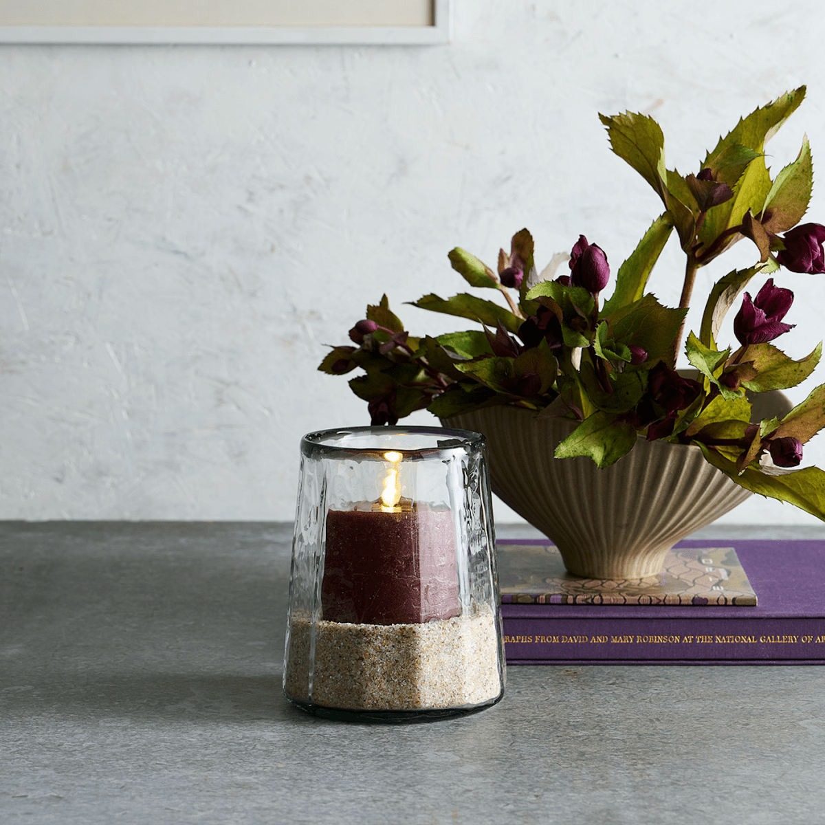The Collective Pebbled Glass Edge Hurricane Candle Holder