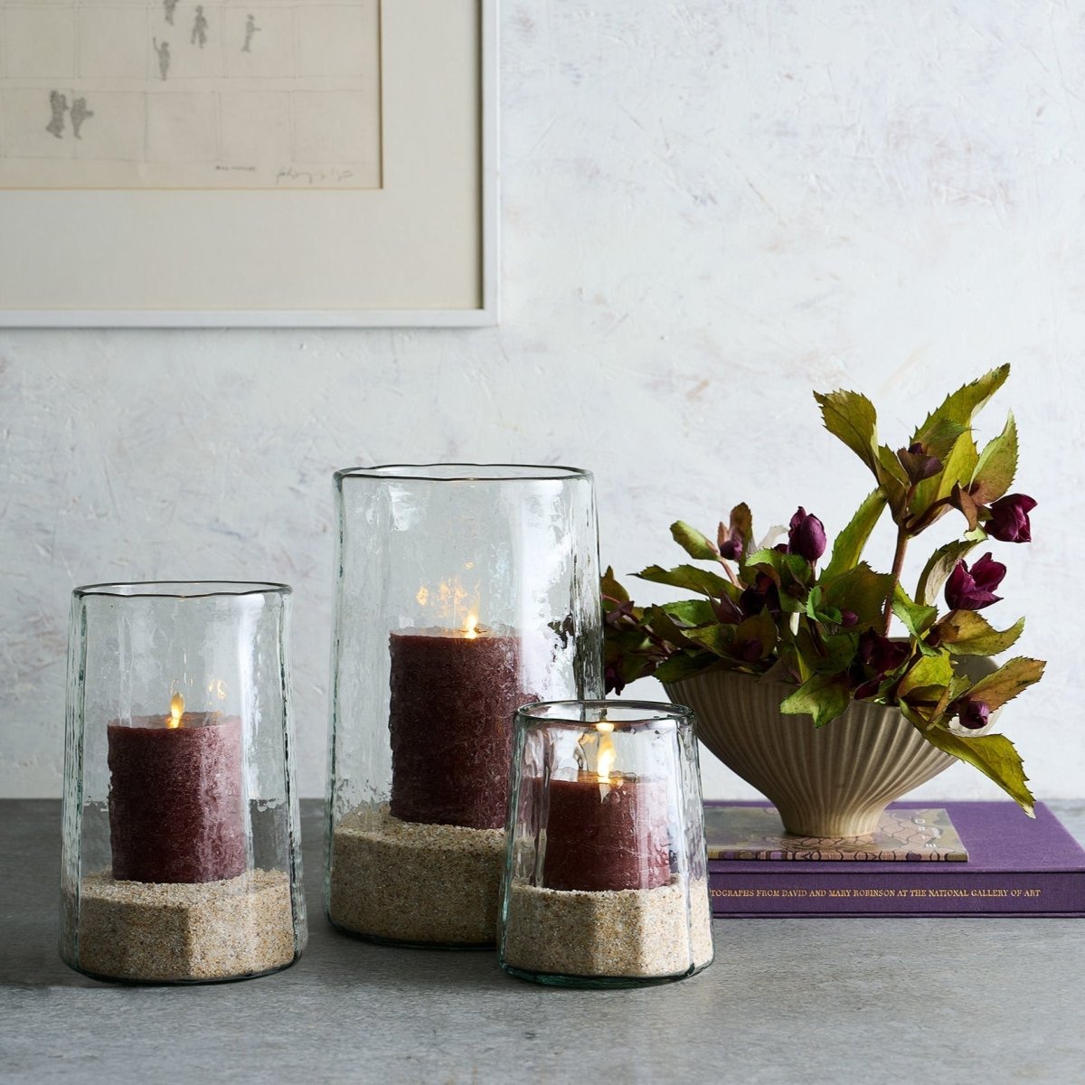 The Collective Pebbled Glass Edge Hurricane Candle Holder
