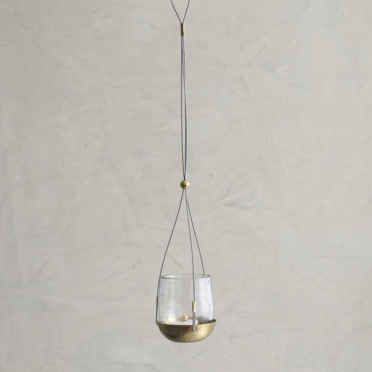 The Collective Pebbled Glass Hanging Lantern With Brass Accents
