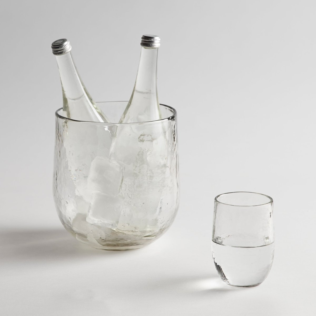 The Collective Pebbled Hand - Blown Ice Bucket & Vase | 148 oz Recycled Glass Barware
