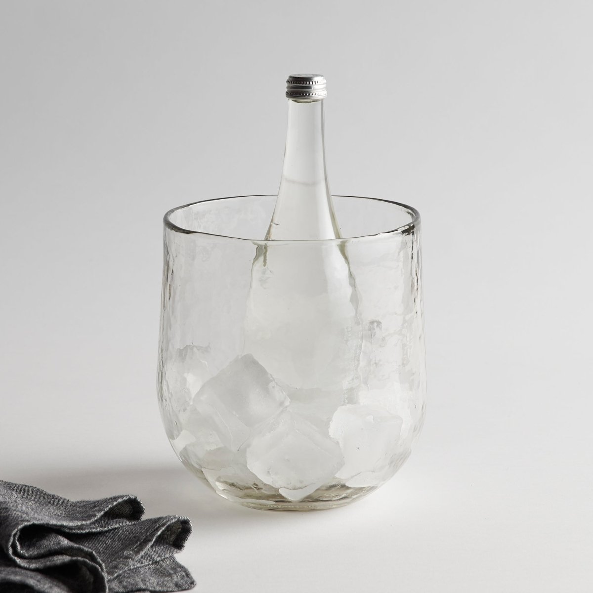 The Collective Pebbled Hand - Blown Ice Bucket & Vase | 148 oz Recycled Glass Barware
