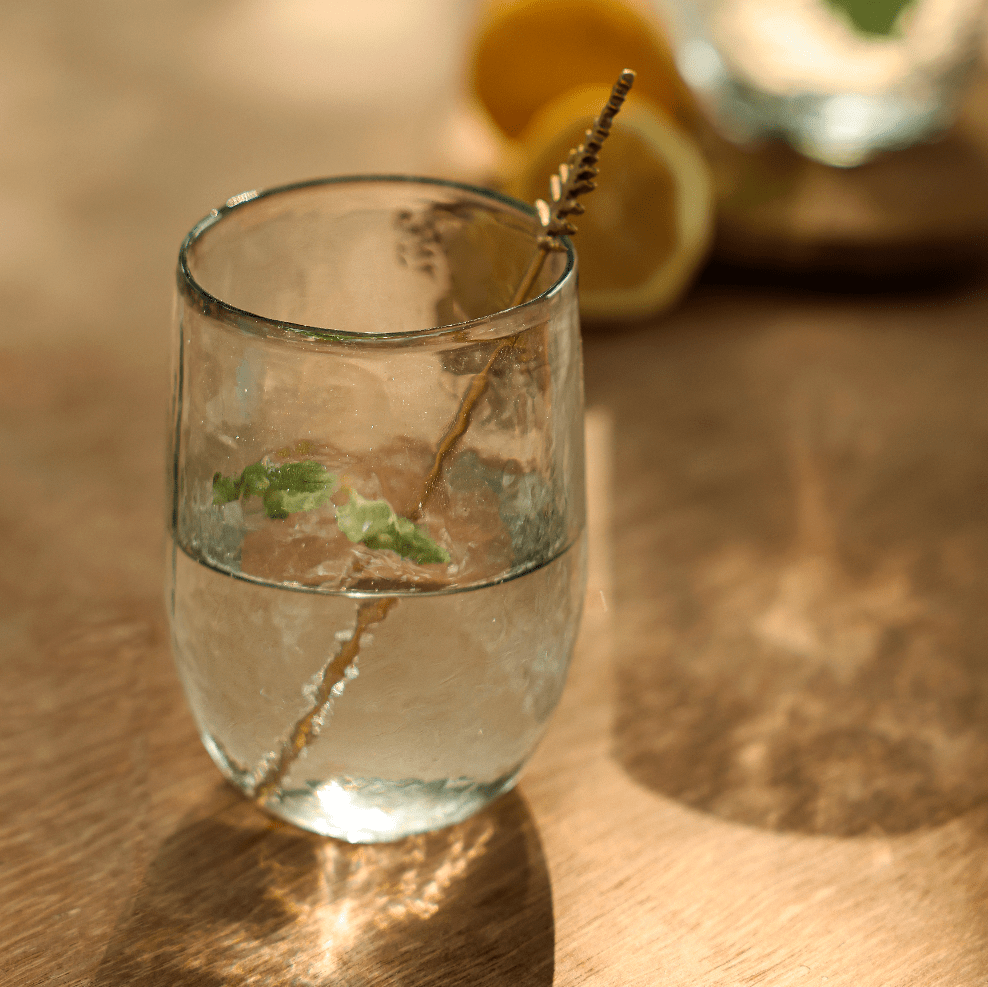 The Collective Pebbled Hand - Blown Medium Drinking Glasses – Set of 4 | 12 oz Recycled Glass Tumblers