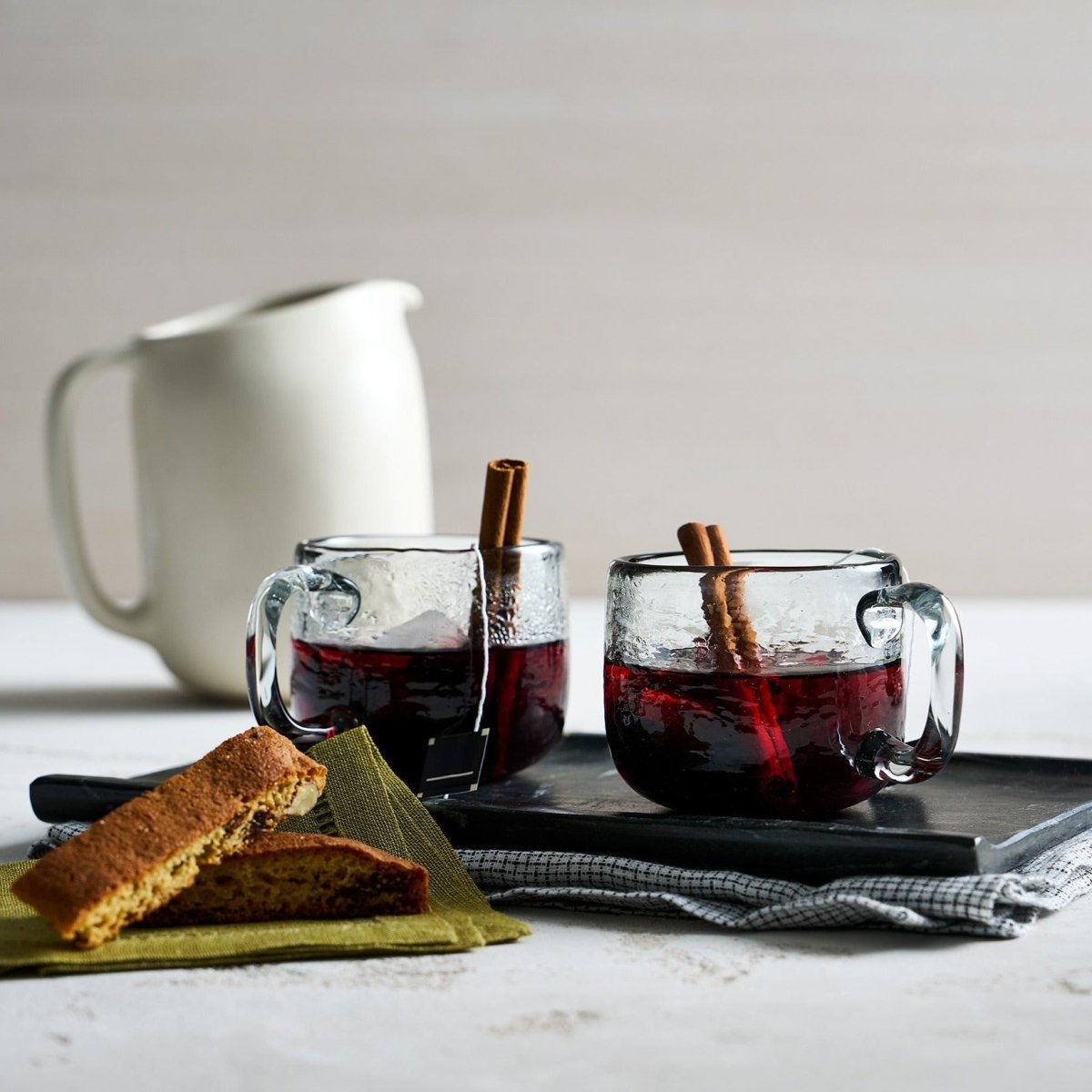 The Collective Pebbled Hand - Blown Small Glass Mugs – Set of 2 | 7 oz Recycled Glass Coffee & Tea Mugs