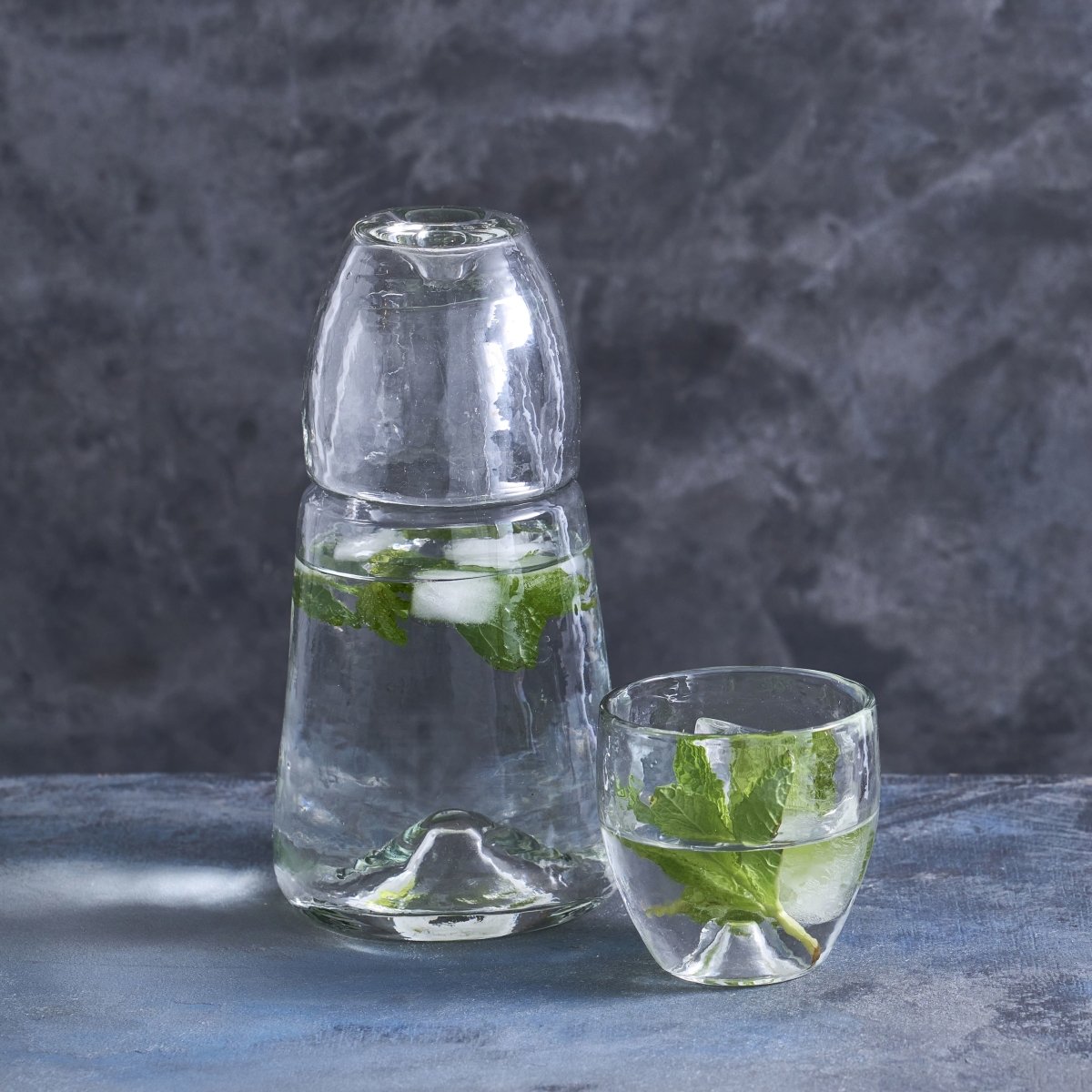 The Collective Pebbled Recycled Glass Bedside Carafe Set, 25oz