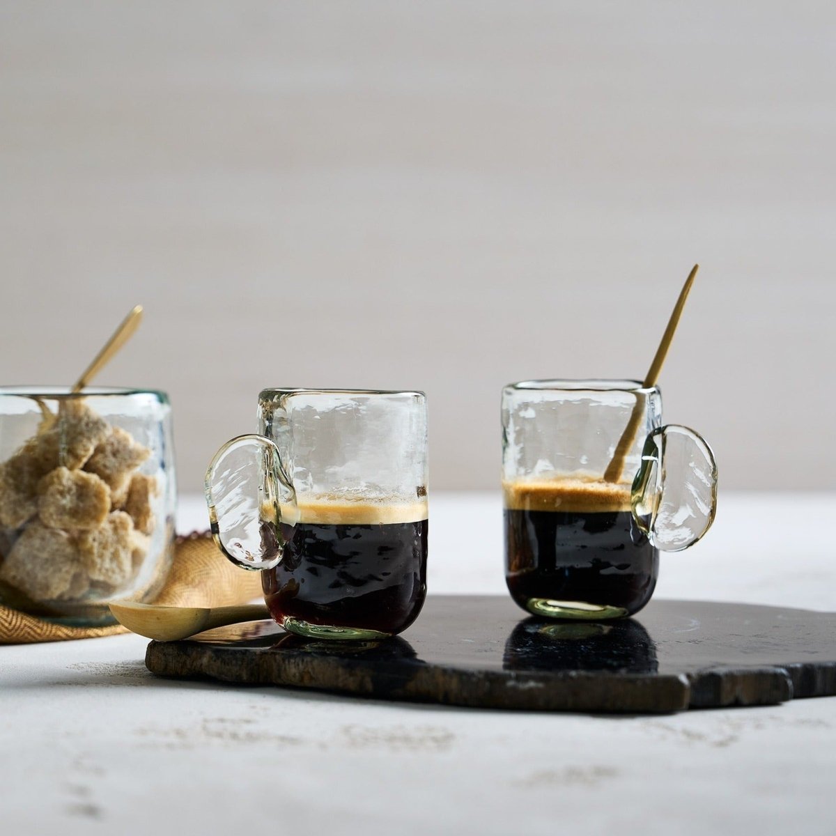 The Collective Pebbled Recycled Glass Espresso Cups, Set of 2