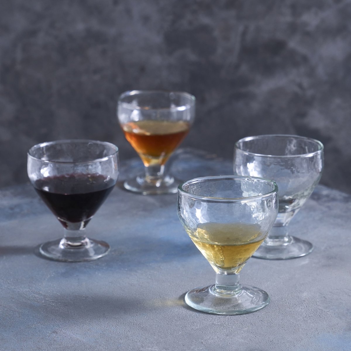 The Collective Pebbled Recycled Glass Footed Glasses, Set of 4