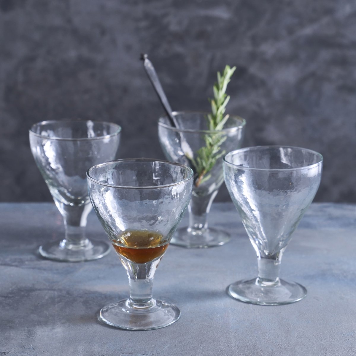 The Collective Pebbled Recycled Glass Footed Goblets, Set of 4