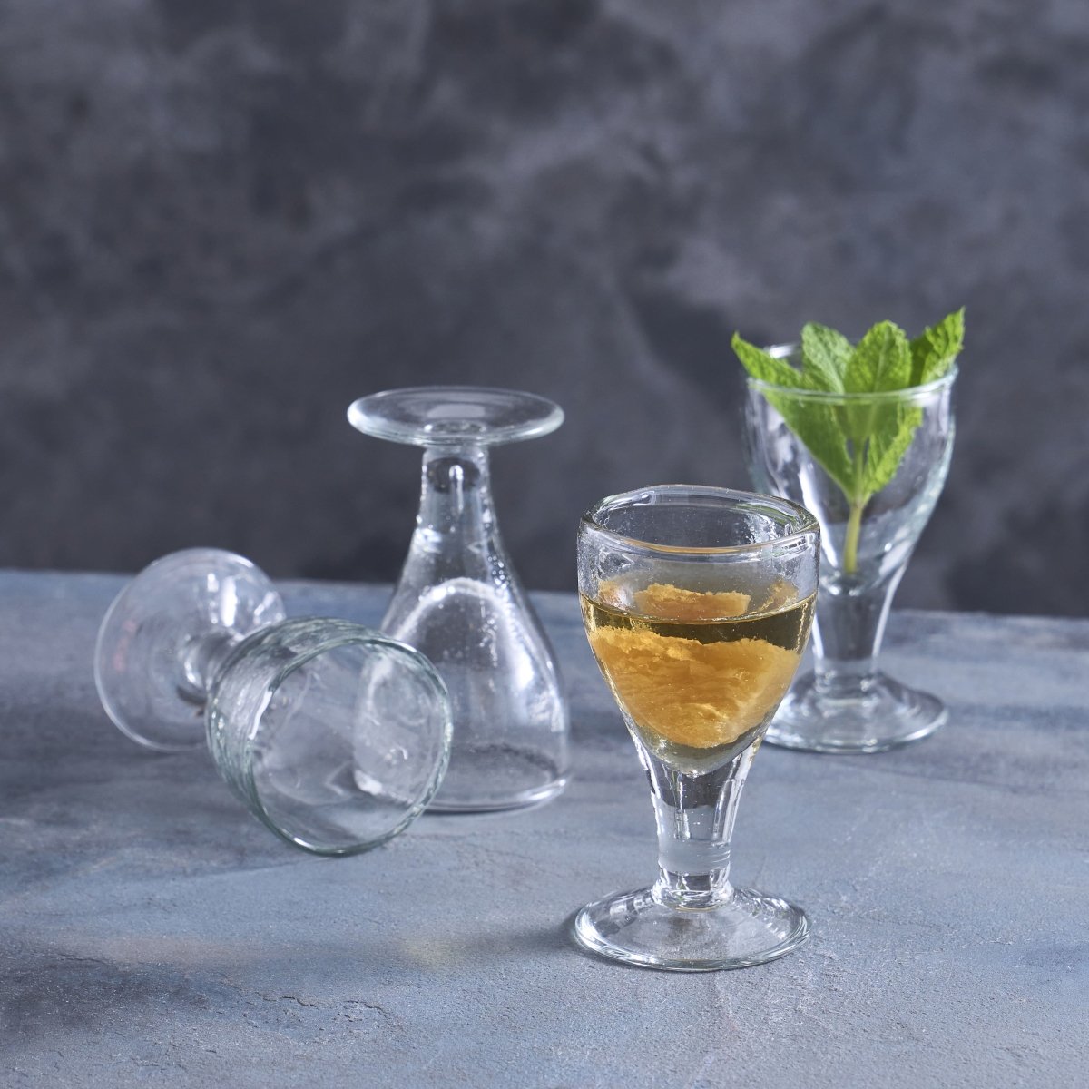 The Collective Pebbled Recycled Glass Footed Shot Glasses, Set of 4