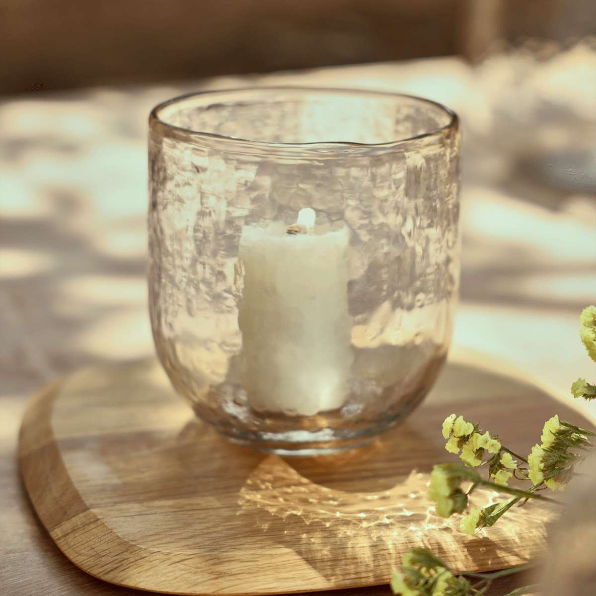 The Collective Pebbled Recycled Glass Hurricane & Bouquet Vase