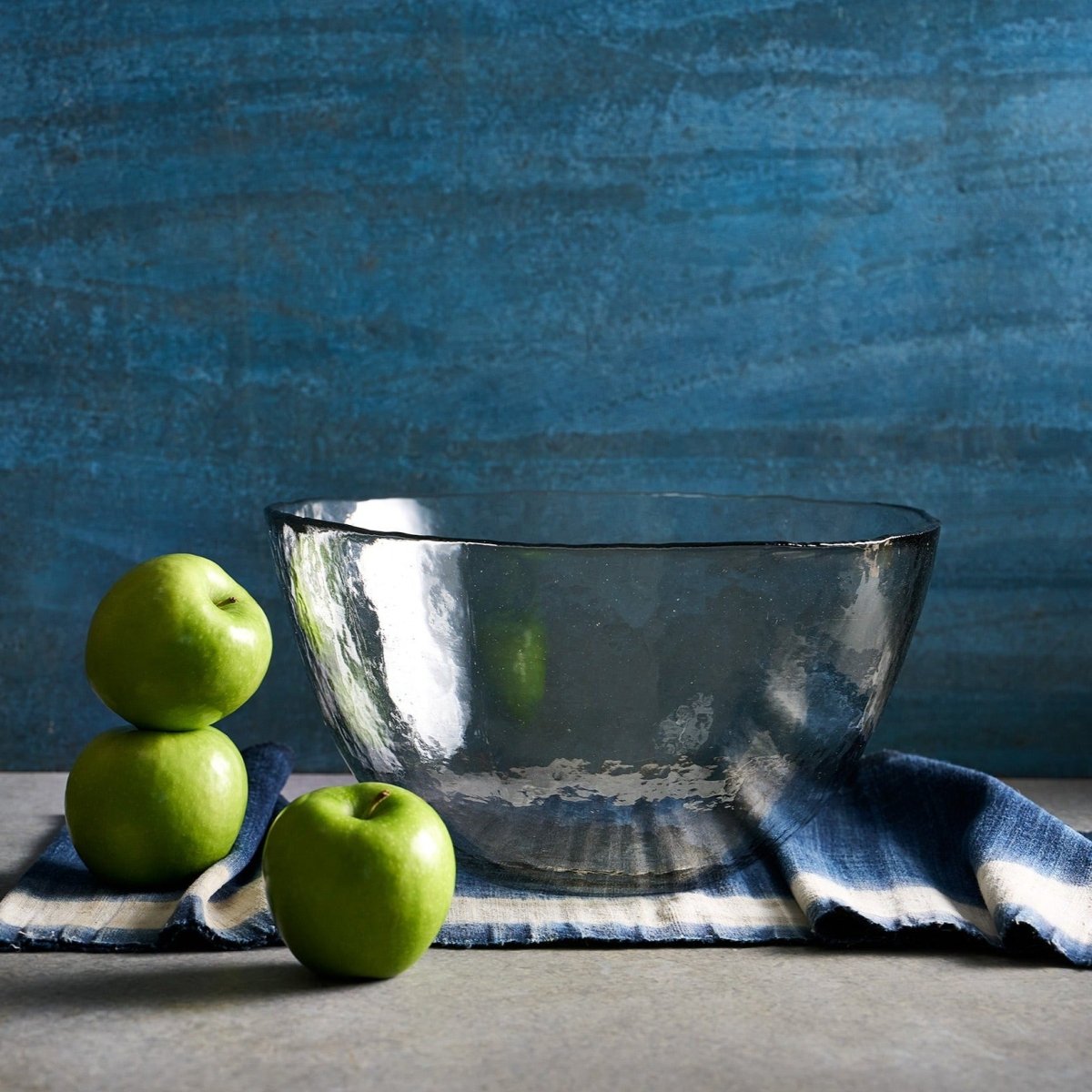 The Collective Pebbled Recycled Glass Low Serving Bowl 13.5"