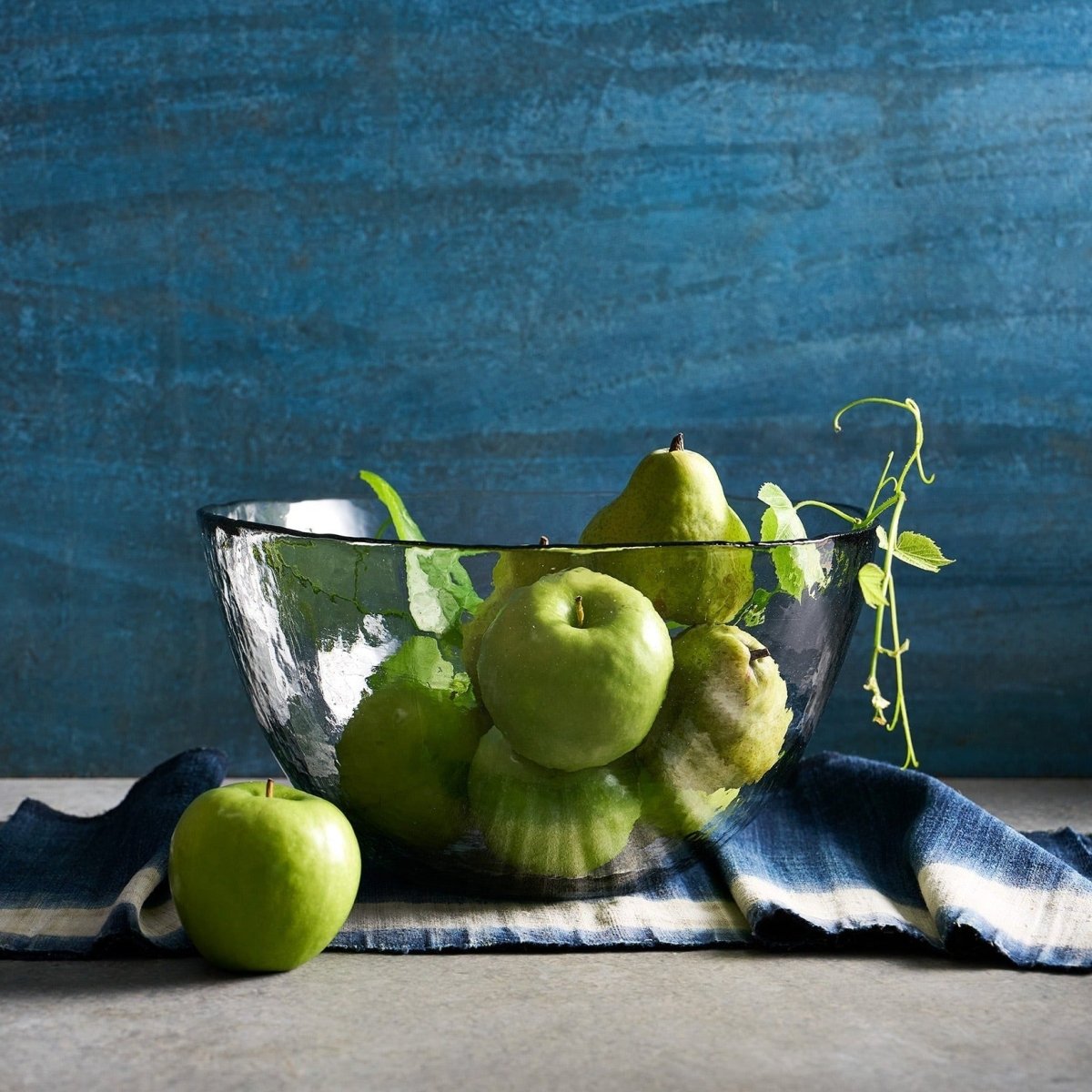 The Collective Pebbled Recycled Glass Low Serving Bowl 13.5"