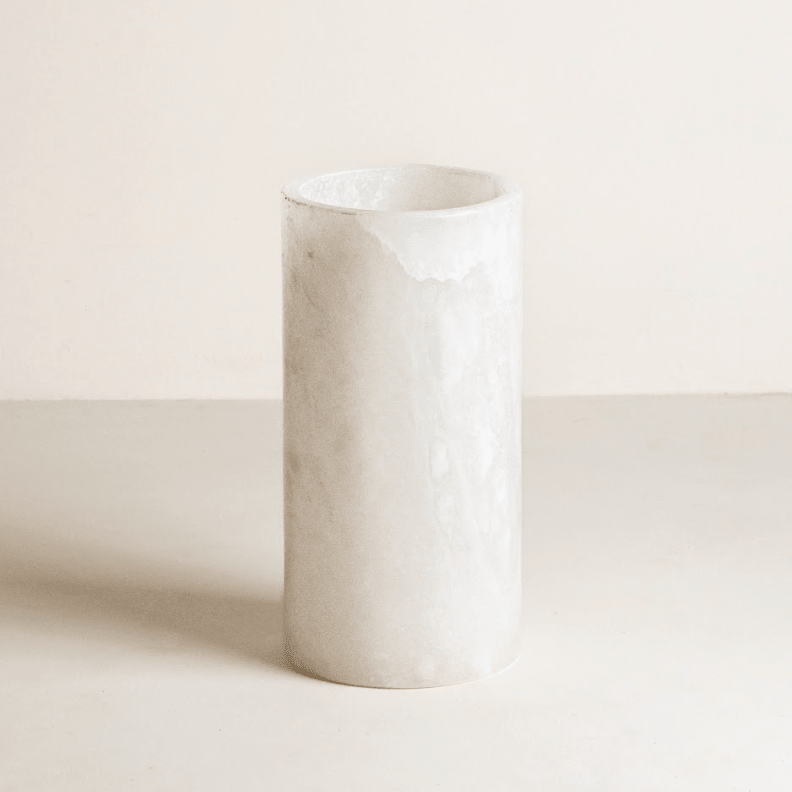 The Collective Santo Alabaster Tall Vase | Handmade Portuguese Stone Flower Vase