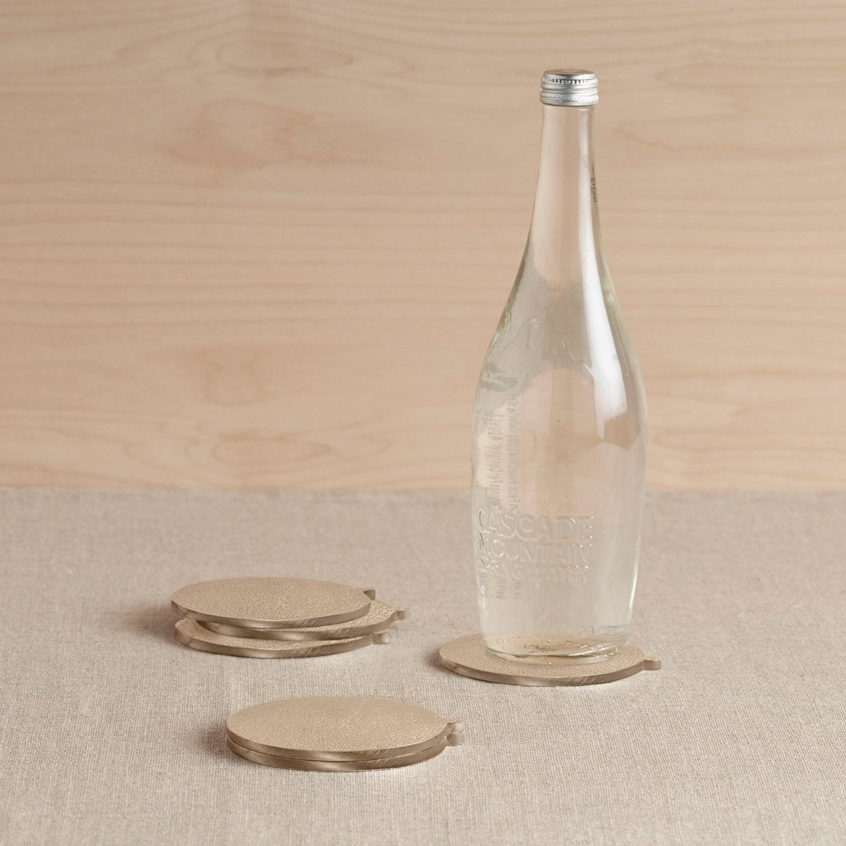 The Collective Stinson Antique Brass Coasters - Set of 6 | Hand - Cast Aluminum Table Coasters & Candle Plates