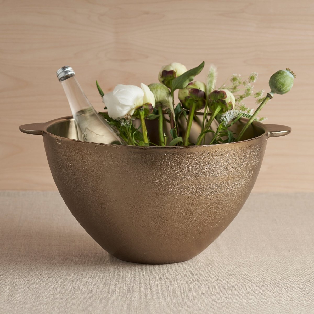 The Collective Stinson Antique Brass Party Bucket | Large Cast Aluminum Beverage Tub