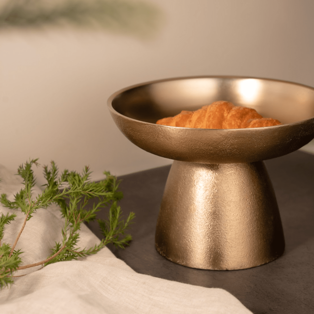The Collective Stinson Antique Brass Small Pedestal - Set of 2 | Hand - Cast Aluminum Cake Stand & Serving Riser