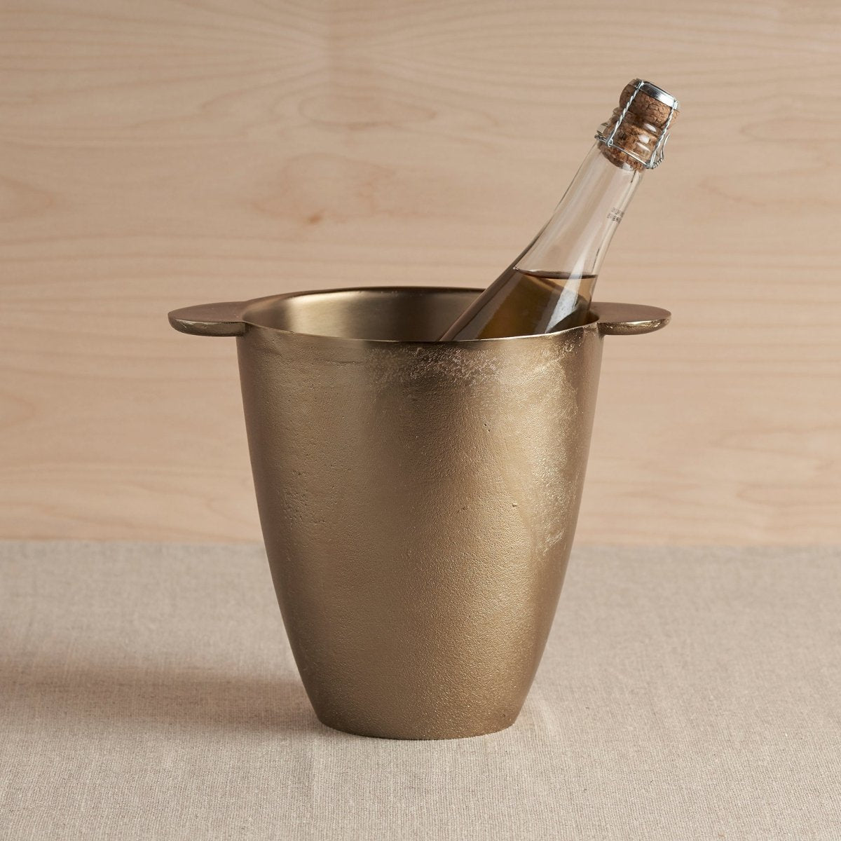 The Collective Stinson Antique Brass Wine Chiller Bucket | Cast Aluminum Bottle Chiller