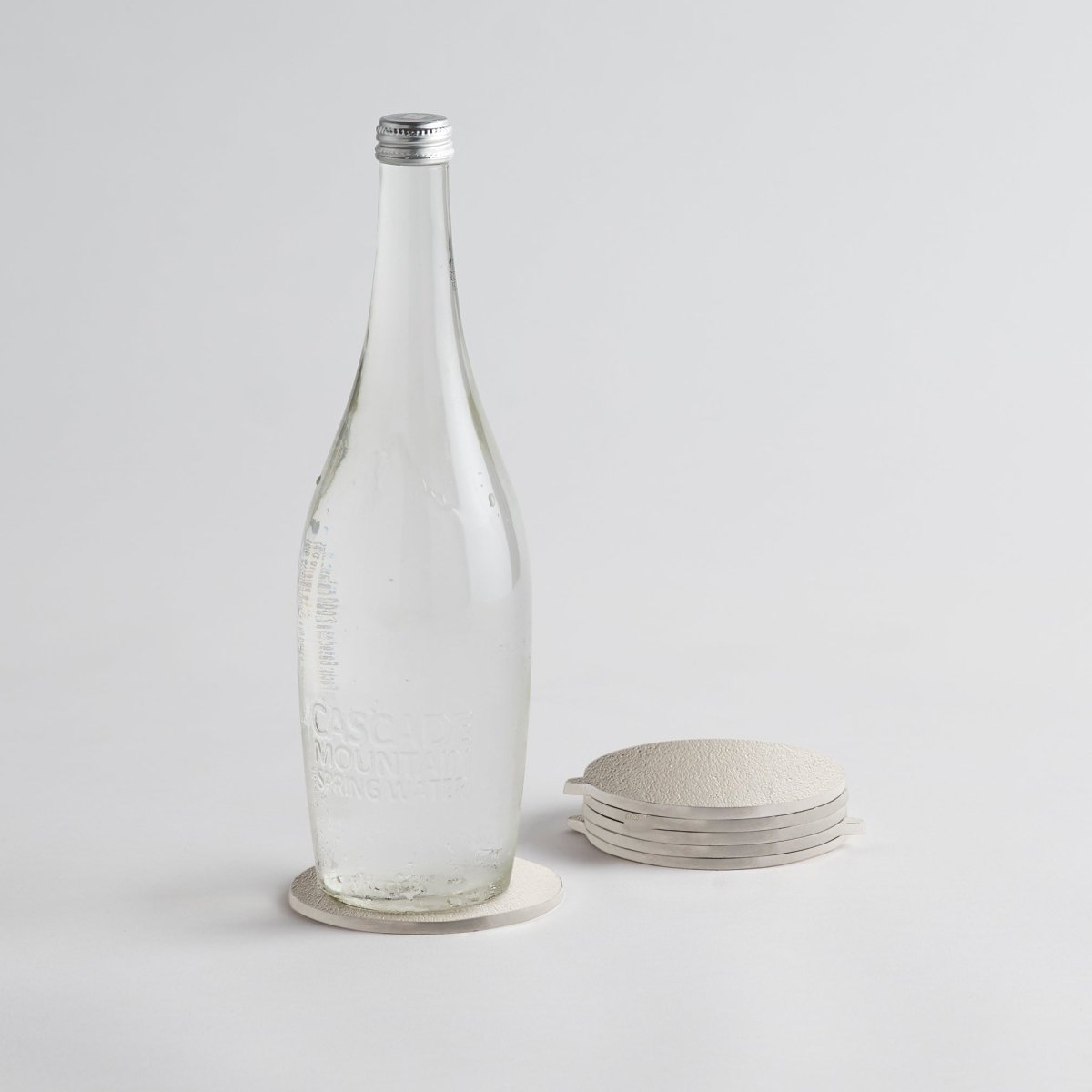 The Collective Stinson Nickel Coasters - Set of 6 | Hand - Cast Aluminum Table Coasters & Candle Plates