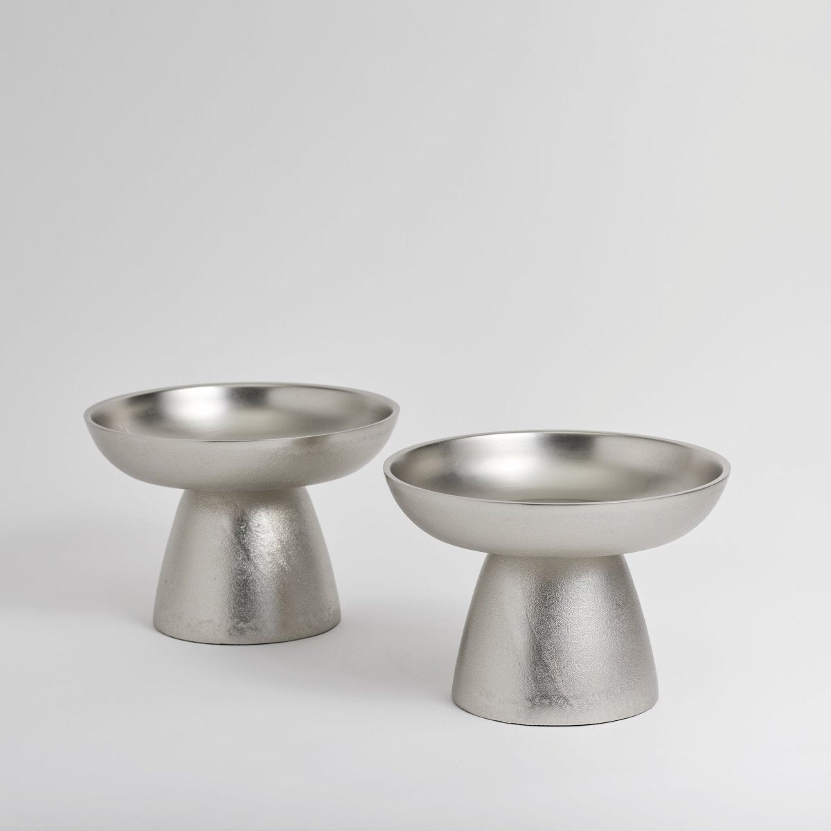 The Collective Stinson Nickel Small Pedestal - Set of 2 | Hand - Cast Aluminum Cake Stand & Serving Riser