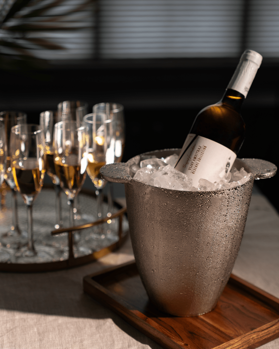 The Collective Stinson Nickel Wine Chiller Bucket | Cast Aluminum Bottle Chiller