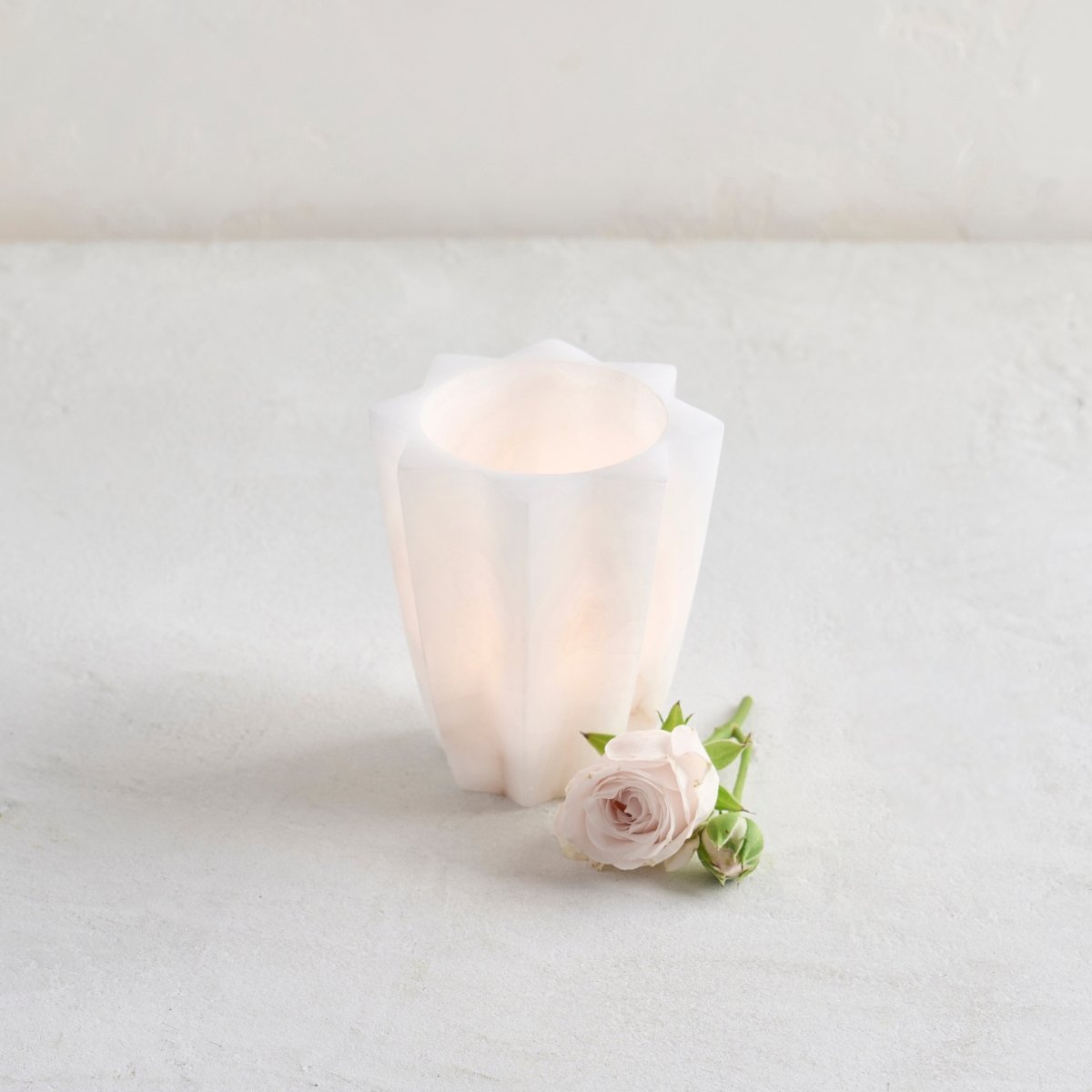 The Collective Tara Portuguese Alabaster Votive Cup | Hand - Carved Star - Shaped Candle Holder