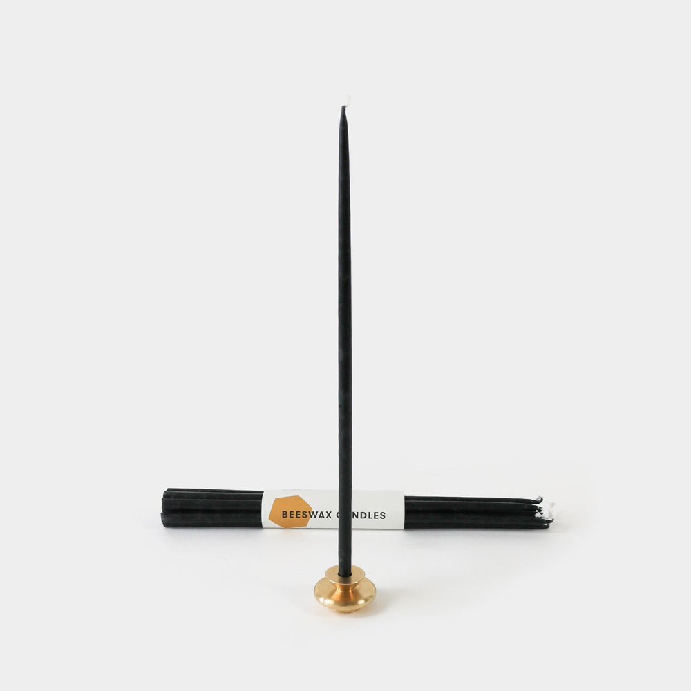Thin Beeswax Black Candles, 7 Pack