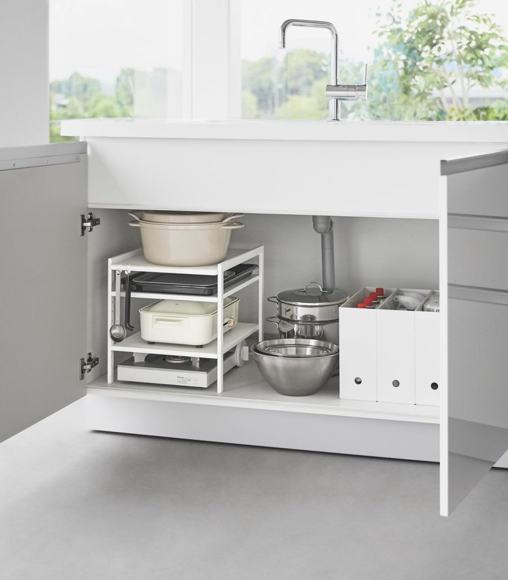 Yamazaki Home Three - Tier Steel Cabinet Storage Rack, 14