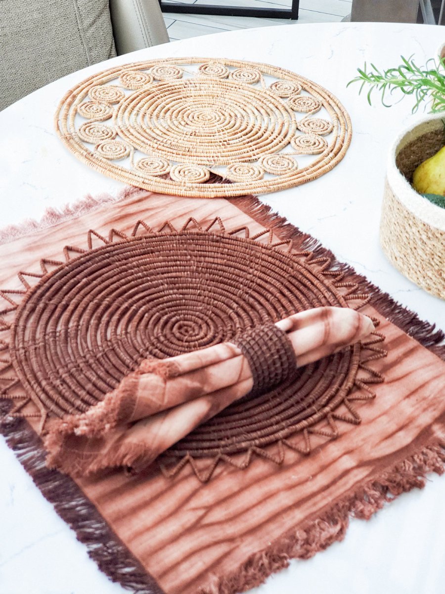 KORISSA Tie Dye Cotton Placemat, Brown - Set of 4 - lily & onyx