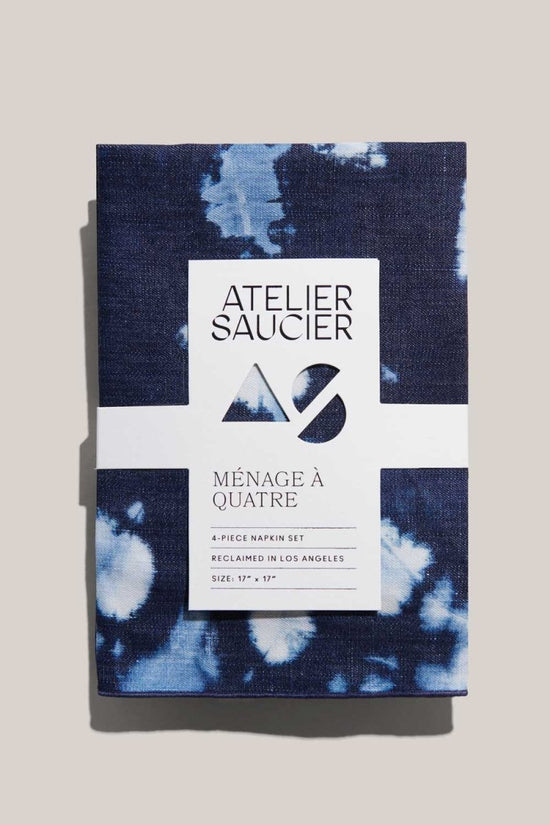 ATELIER SAUCIER Tie - dye Denim Linen Napkins | Set of 4 - lily & onyx