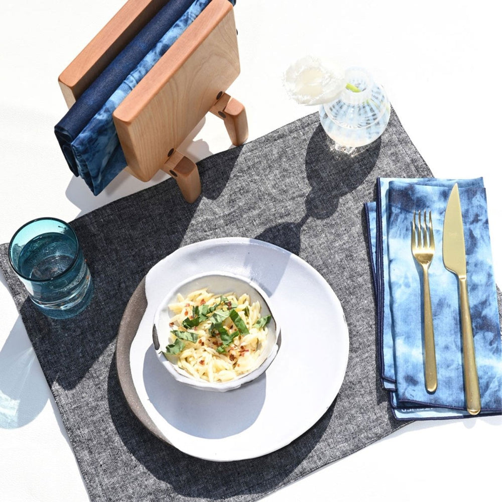 ATELIER SAUCIER Tie - dye Denim Linen Napkins | Set of 4 - lily & onyx