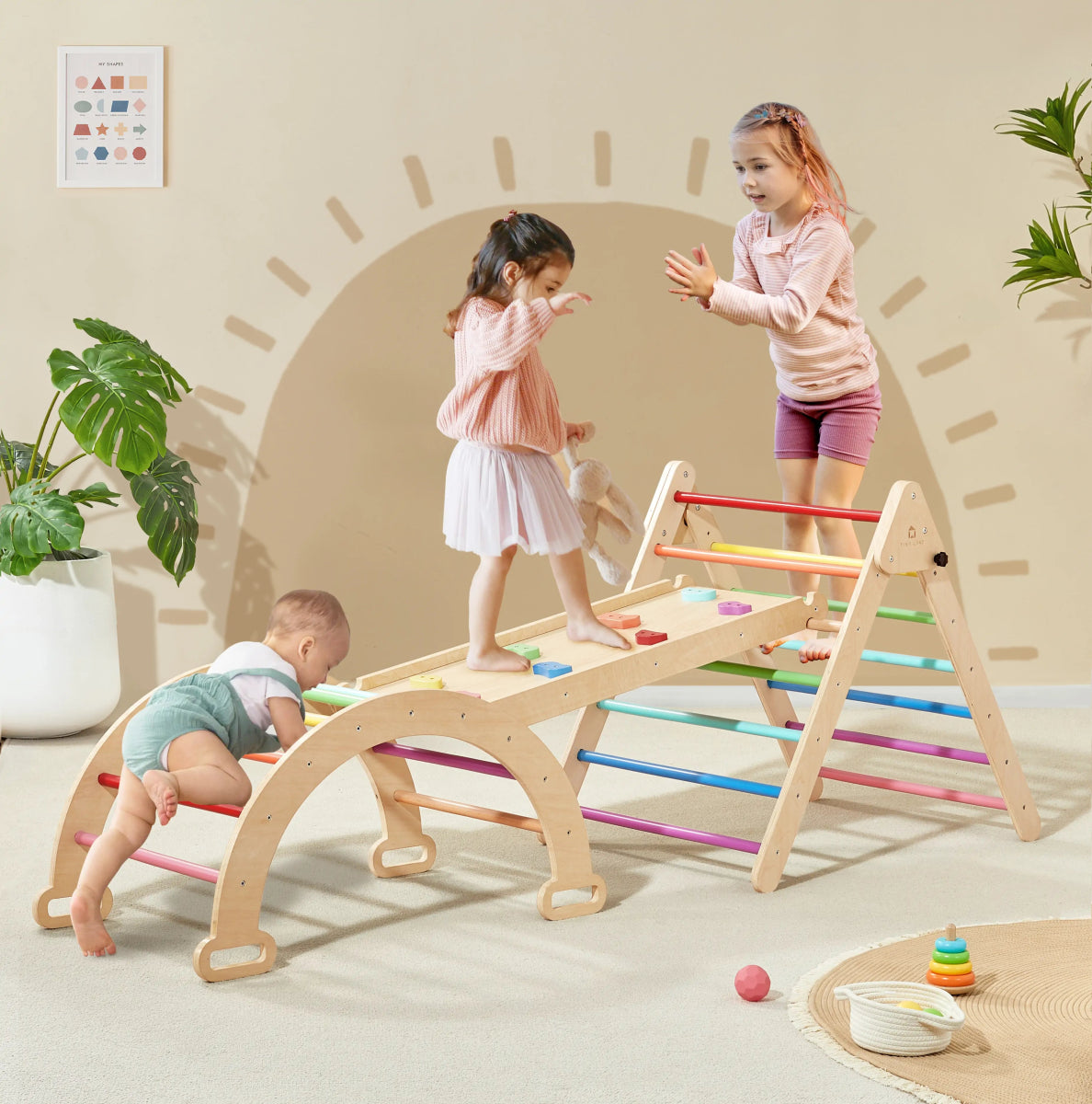 Tiny Land Tiny Land® 5 - in - 1 Rainbow Climbing Set - lily & onyx