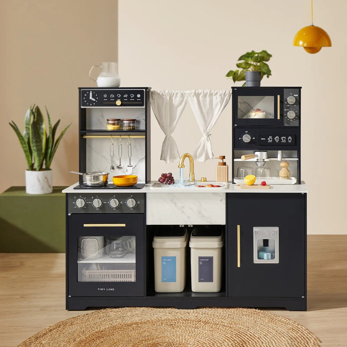 Tiny Land Tiny Land® Iconic Aqua Kitchen with Real - Flow Water System, Black - lily & onyx