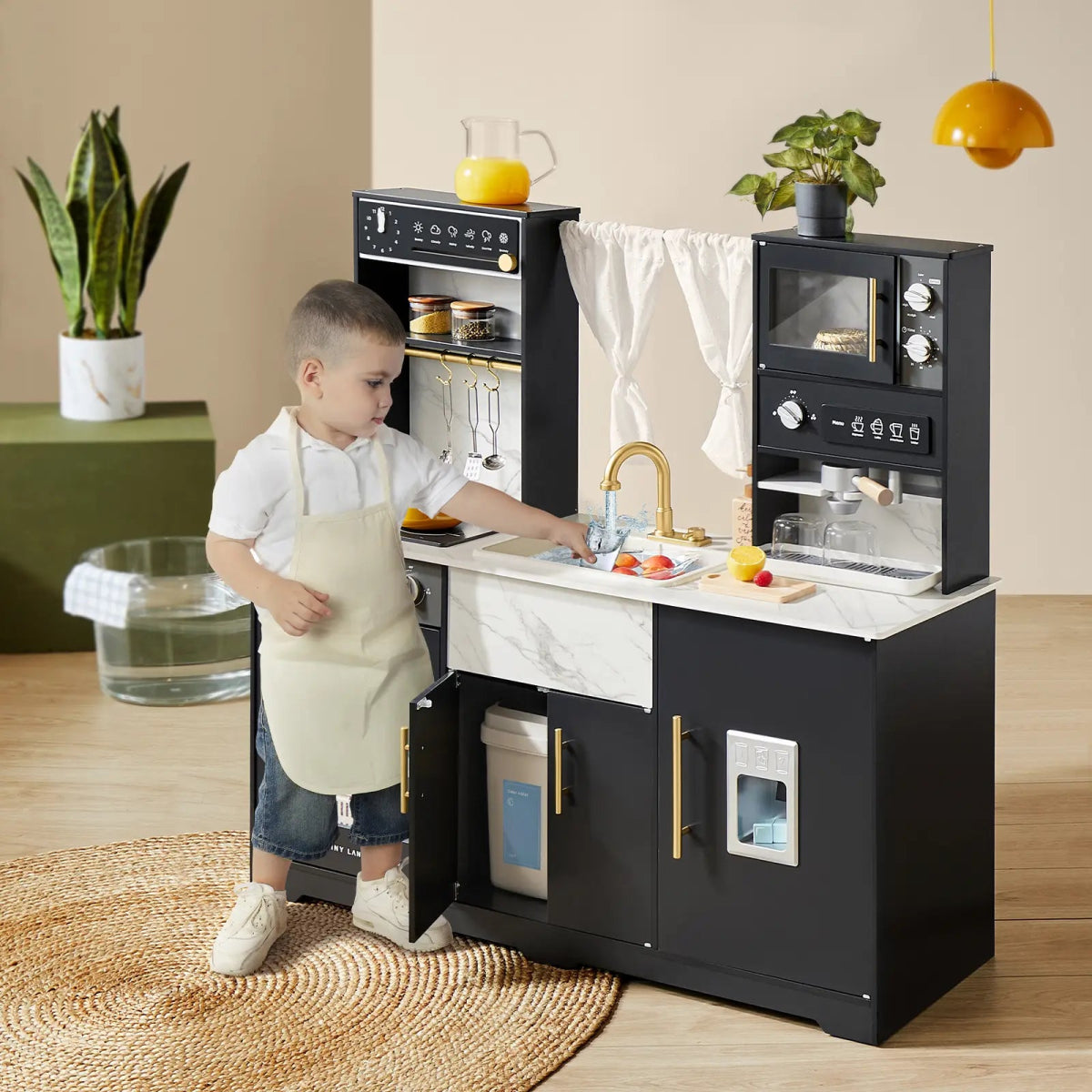 Tiny Land Tiny Land® Iconic Aqua Kitchen with Real - Flow Water System, Black - lily & onyx