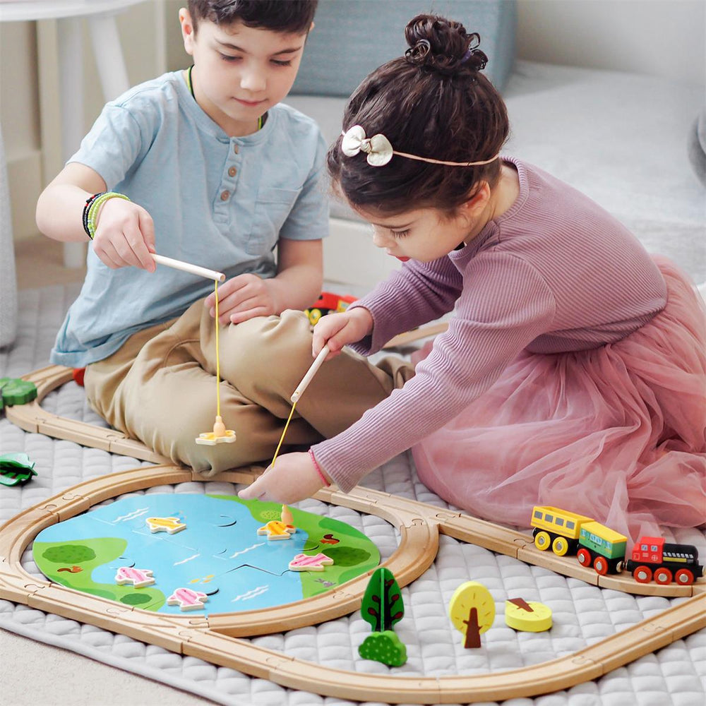 
                      
                        Tiny Land® Wooden Train Set, 110 Pcs
                      
                    