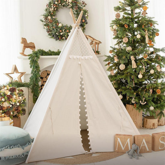 Tiny Land Tiny Land® Teepee Tent for Kids With Pompom Ball - lily & onyx