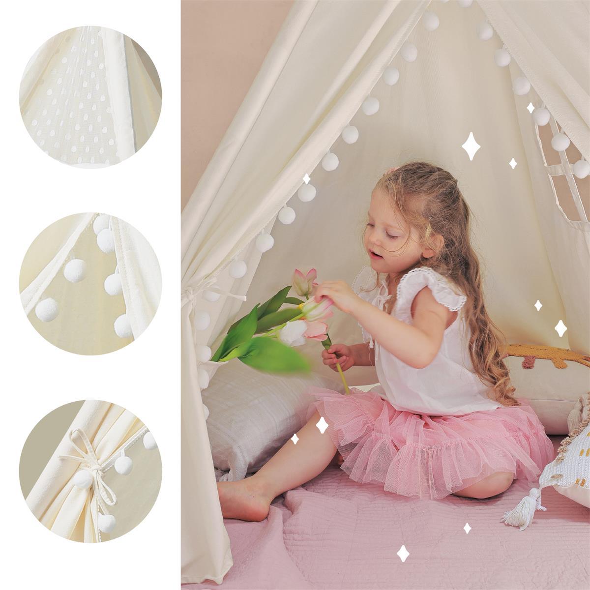 Tiny Land Tiny Land® Teepee Tent for Kids With Pompom Ball - lily & onyx