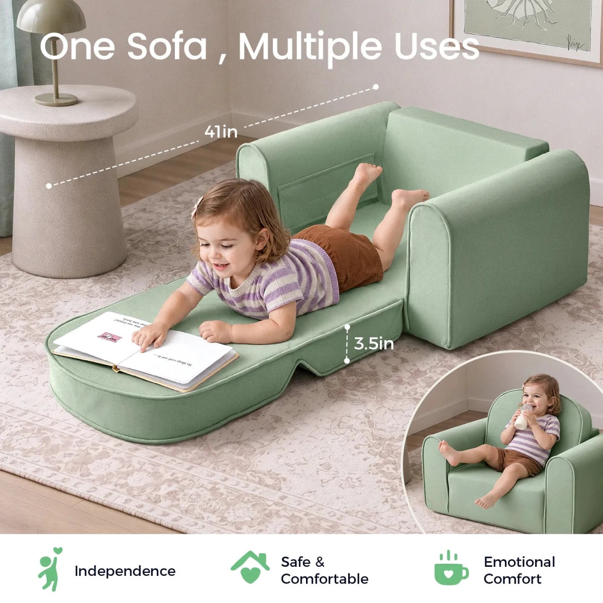 Tiny Land Tiny Land® GentleSnug 2-in-1 Foldable Kids Sofa Chair