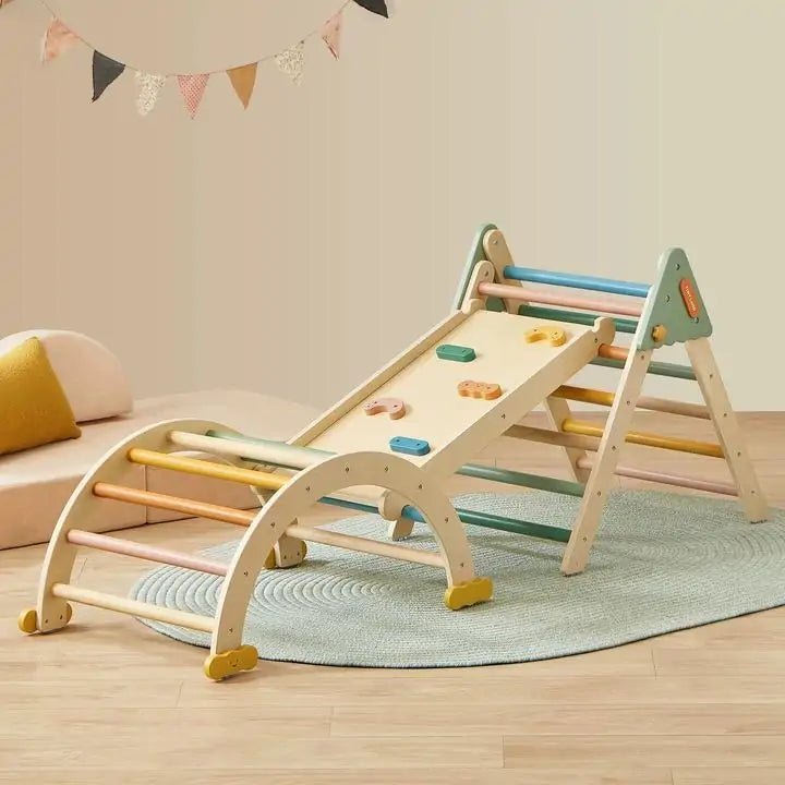 Tiny Land Tiny Land® Morandi Pikler Triangle 7-in-1 Montessori Climbing Set (No Play Pad)
