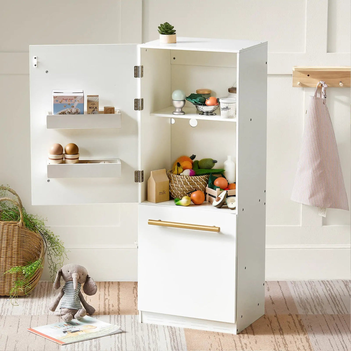 Tiny Land Tiny Land® Play Kitchen Fridge: Wooden Cabinet Refrigerator for Kids