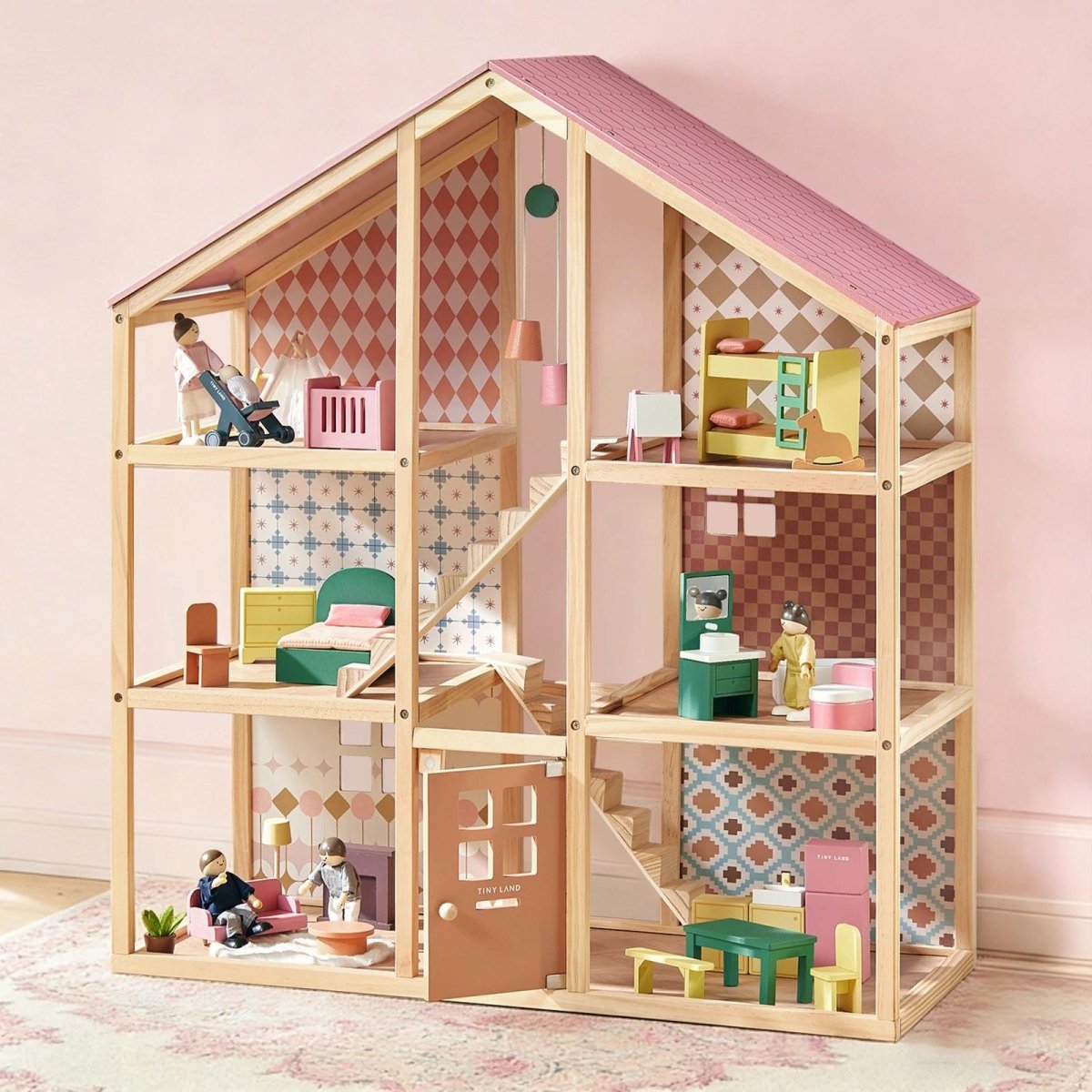 Tiny Land Tiny Land® Sweetwood Pegasus Wooden Dollhouse with Dolls