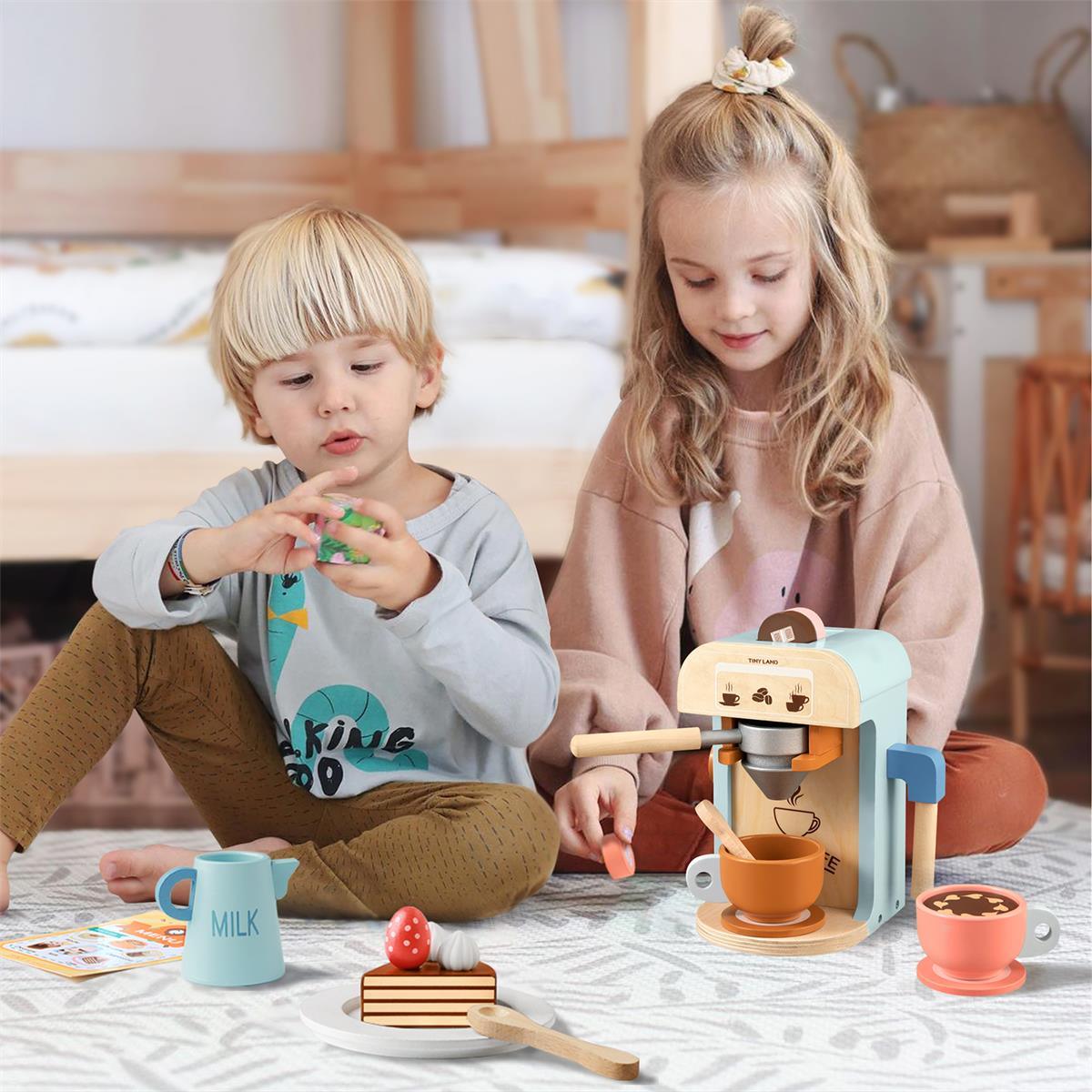 Tiny Land Tiny Land® Wooden Kids Play Coffee Maker Set - lily & onyx