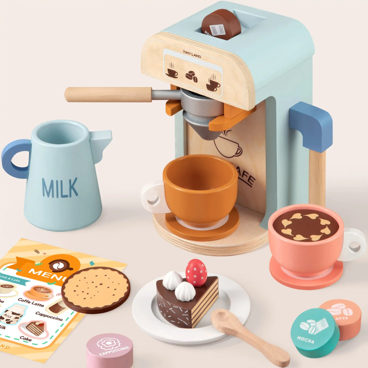 Tiny Land Tiny Land® Wooden Kids Play Coffee Maker Set - lily & onyx