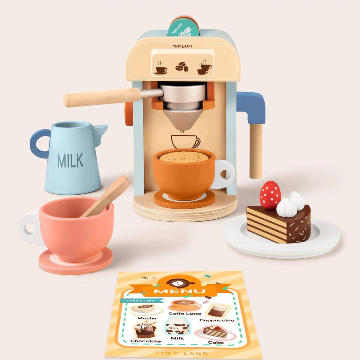 Tiny Land Tiny Land® Wooden Kids Play Coffee Maker Set - lily & onyx