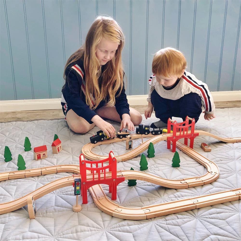 
                      
                        Tiny Land Tiny Land® Wooden Train Set for Children, 39 Pcs - lily & onyx
                      
                    