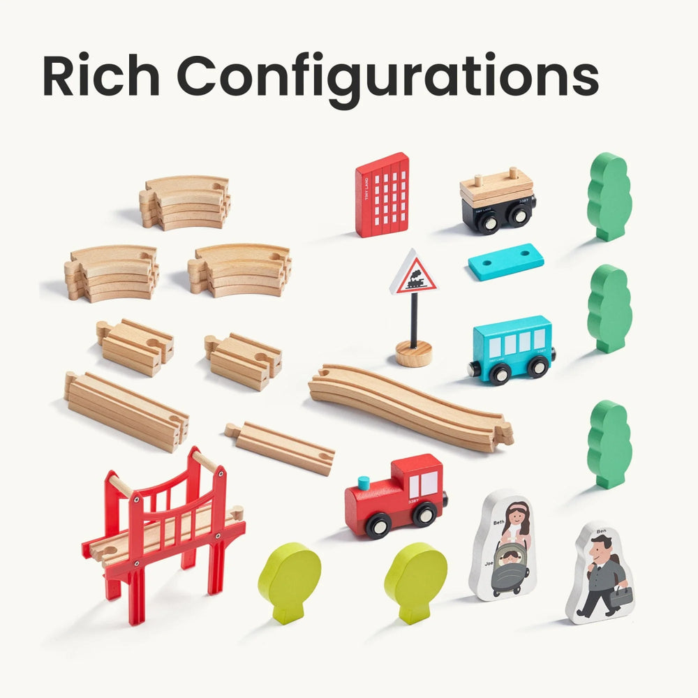 
                      
                        Tiny Land Tiny Land® Wooden Train Set for Children, 39 Pcs - lily & onyx
                      
                    
