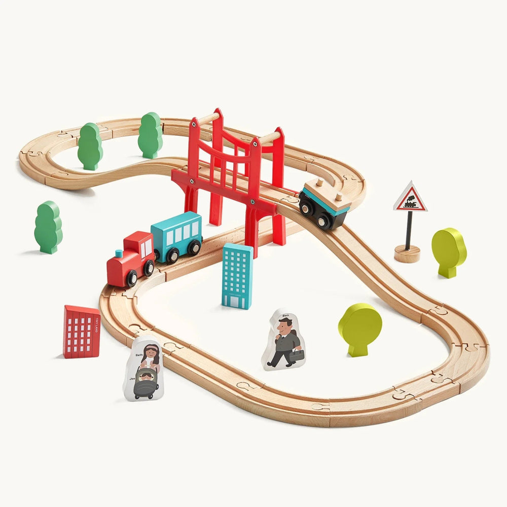 Tiny Land Tiny Land® Wooden Train Set for Children, 39 Pcs - lily & onyx